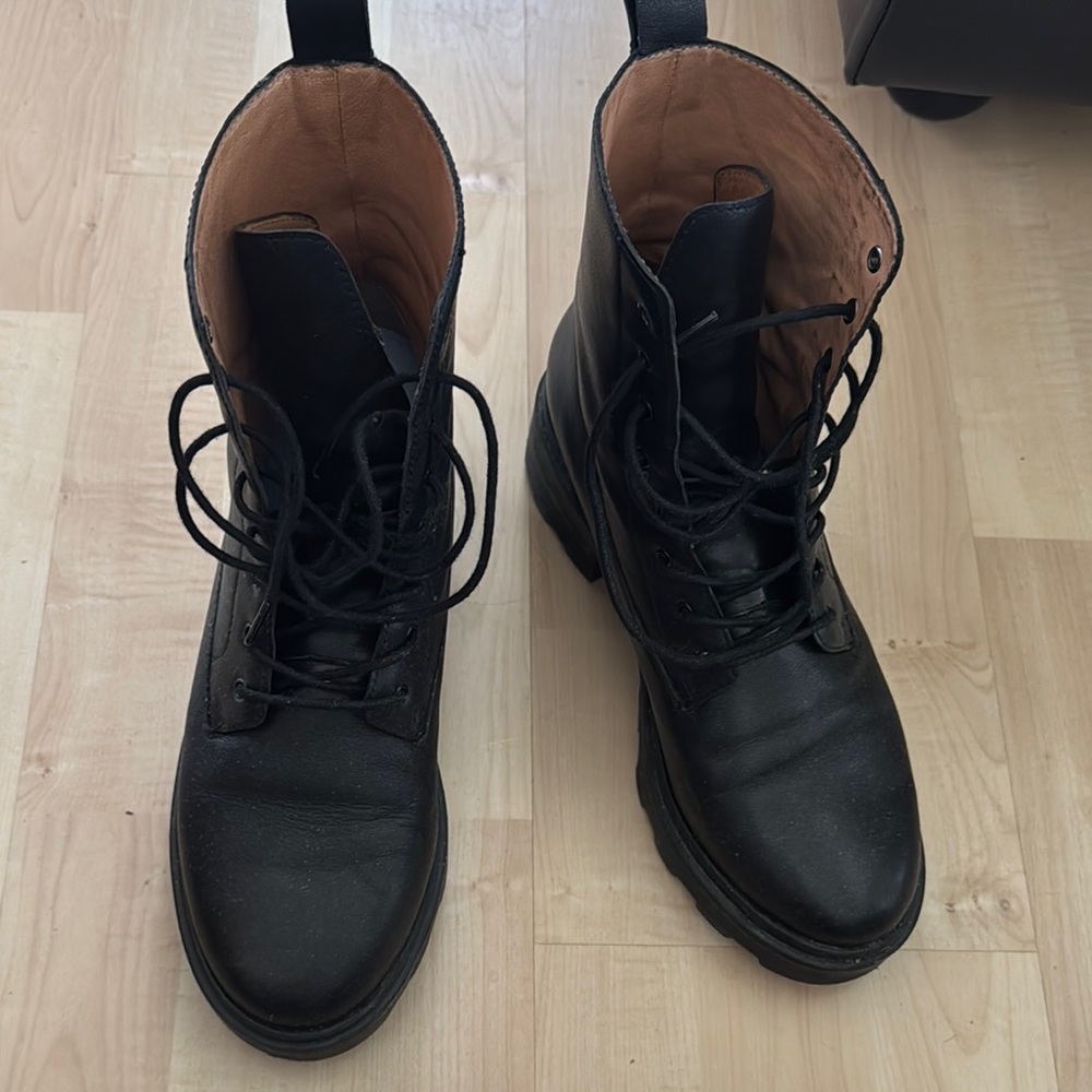 Black Lace-Up Combat Boots